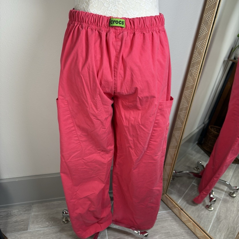 Crocs Womens M Pink Scrub Pants Medical Nursing Y2K Cargo Cotton Blend - Picture 5 of 16